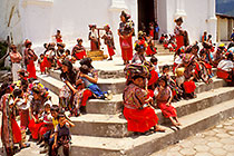 People on church stairs