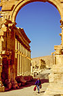Petra walking in main alley with columns
