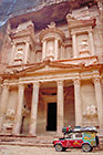 landy (L) in front of Treasory temple
