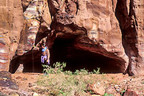 Petra touching coloured rocks