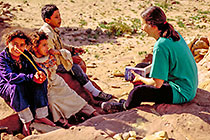 little girls discussing with Petra