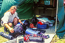 Paul packing climbing gear + landy (R)