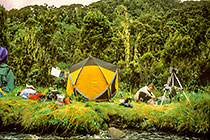 Paul w tripod & tent drying at campsite