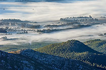 Grabouw valley + Groenlandberg mountains under mist
