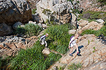 Enya & James walking through stream