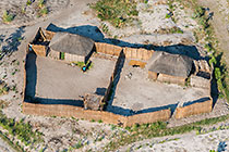 aerial landscape | huts for man & woman