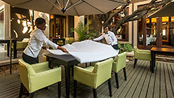 setting-up tables in garden patio