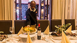 bringing food on reception table