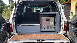 land cruiser | rear door open with drawer & fridge
