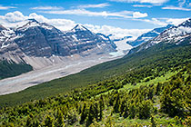 Saskatchewan glacier valley, lake & mountains