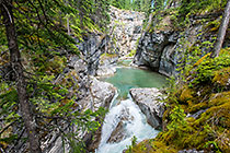 Maligne river flowing in 50 m deep canyon