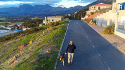 Paul walking with Sheba dog