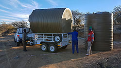 ranger with trailer & workers with 10000 l water tank
