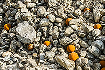 rusted steel balls near tailing