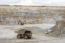 camera, excavator & 90 T truck in pit