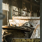 smelting of copper ore into bucket