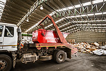rent-a-drum truck in waste warehouse