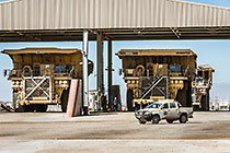LDV, workers & 320 T trucks at diesel filling station