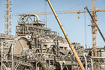crane replacing core roll inside mill