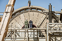 team replacing core roll inside mill