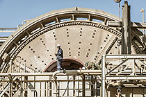 team replacing core roll inside mill