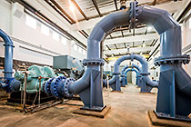 pump & pipes in pumping building