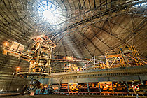 conveyor belt under the dome for storage of refined ore