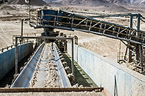 conveyor belt on top of tailings