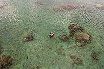 fisherman fishing in coral sea