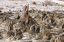 sharp shist rocks on hill