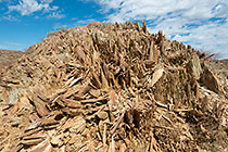 sharp shist rocks on hill