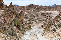 rocky track through sharp shist rock hills