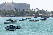 boats amchered in sea