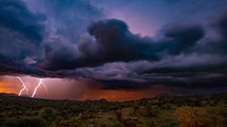 lightnings & stormy clouds at sunset