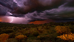 lightnings & stormy clouds at sunset