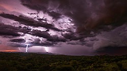 lightnings & stormy clouds at sunset