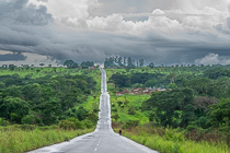 road under stormy sky