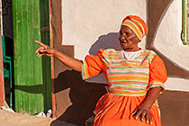 old woman (Miriam Moabi) near pedi home